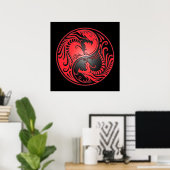 Yin Yang Dragons, rot und schwarz Poster (Heimbüro)