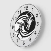 Yin Yang Dragons Stamm Tattoo Design Wall Clock Große Wanduhr (Winkel)