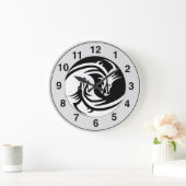 Yin Yang Dragons Stamm Tattoo Design Wall Clock Große Wanduhr (Zuhause)