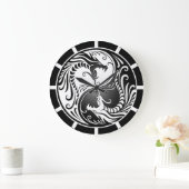 Yin Yang Dragons, weiß und schwarz Große Wanduhr (Zuhause)