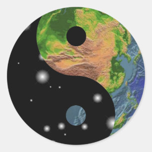 Yin Yang Earth Runder Aufkleber