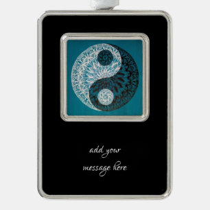 Yin Yang Einsatz Rahmen-Ornament Silber