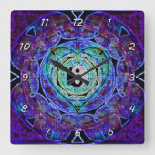 Yin Yang Energy Flow Quadratische Wanduhr (Vorderseite)