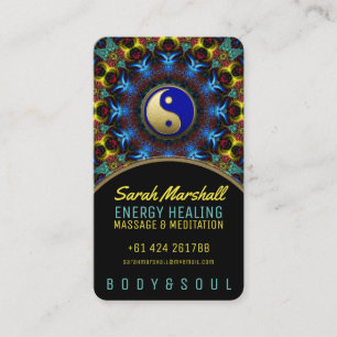 Yin Yang Energy Healing Royal Blue Gold Visitenkarte