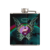 Yin Yang, Engel Wings, Herz und Sterne Flachmann (Rückseite)