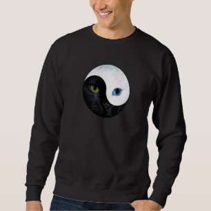 Yin Yang Face Cat Meditation Yoga Schwarz-Weiß Sweatshirt