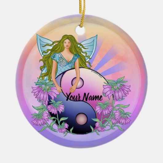 Yin Yang Fee  Keramik Ornament (Vorne)