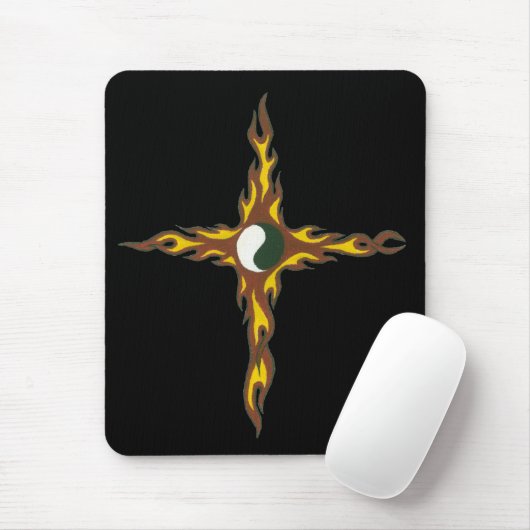 Yin Yang Feuer-Kreuz Mousepad (Mit Mouse)