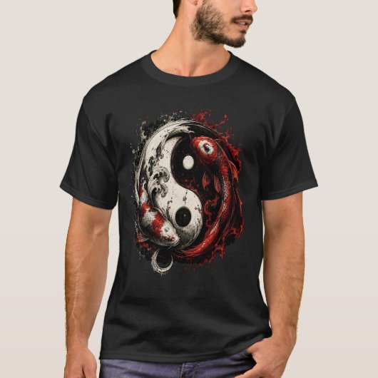 Yin Yang Fisch Balance Design T-Shirt (Vorderseite)