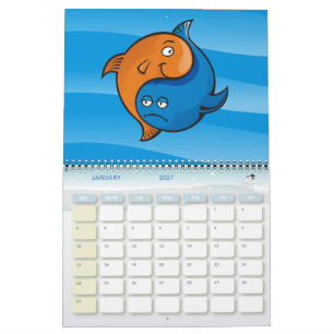 Yin Yang Fisch Cartoon Kalender