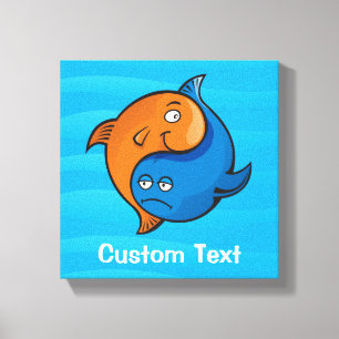 Yin Yang Fisch Cartoon Leinwanddruck