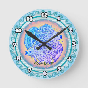 Yin Yang Fisch  Runde Wanduhr