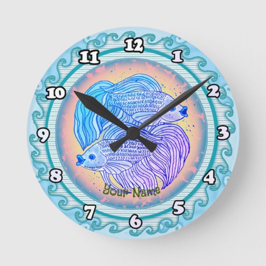 Yin Yang Fisch  Runde Wanduhr (Vorderseite)