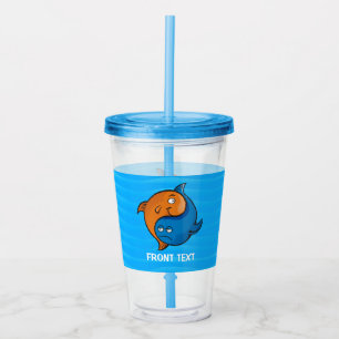 Yin Yang Fish Cartoon Acryltrinkbecher
