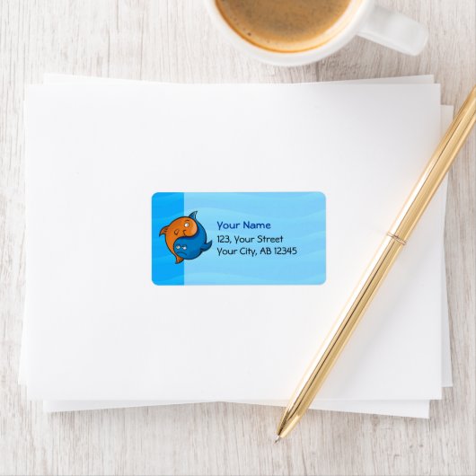 Yin Yang Fish Cartoon Adressaufkleber (Insitu)