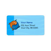 Yin Yang Fish Cartoon Adressaufkleber (Vorne)