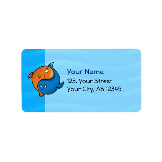 Yin Yang Fish Cartoon Adressaufkleber (Vorne)