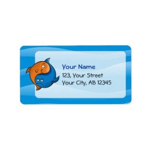 Yin Yang Fish Cartoon Adressaufkleber