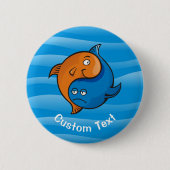 Yin Yang Fish Cartoon Button (Vorderseite)