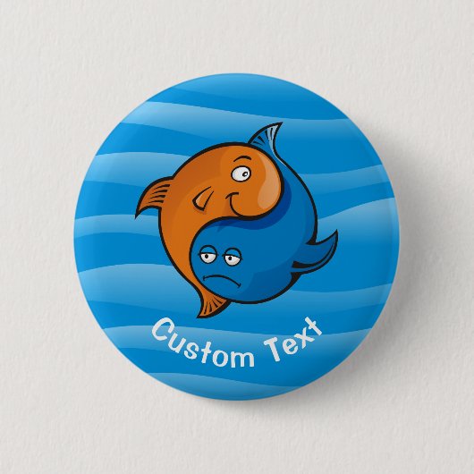 Yin Yang Fish Cartoon Button (Vorderseite)