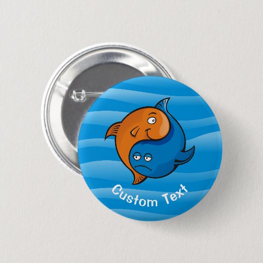 Yin Yang Fish Cartoon Button (Vorne & Hinten)