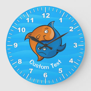 Yin Yang Fish Cartoon Große Wanduhr