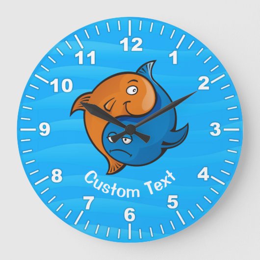 Yin Yang Fish Cartoon Große Wanduhr (Vorderseite)