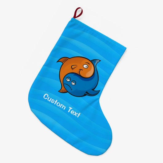 Yin Yang Fish Cartoon Großer Weihnachtsstrumpf (Vorderansicht (hängend))