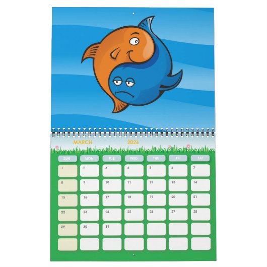 Yin Yang Fish Cartoon Kalender (Mär 2026)