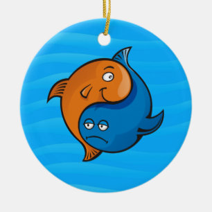 Yin Yang Fish Cartoon Keramik Ornament