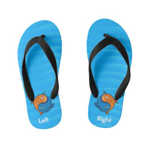 Yin Yang Fish Cartoon Kid's Flip Flops Kinderbadesandalen