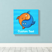 Yin Yang Fish Cartoon Leinwanddruck (Insitu (Holzboden))