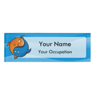 Yin Yang Fish Cartoon Name Tag Namenschild