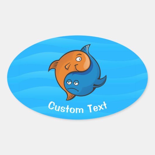 Yin Yang Fish Cartoon Ovaler Aufkleber (Vorderseite)