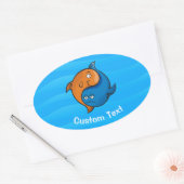 Yin Yang Fish Cartoon Ovaler Aufkleber (Umschlag)