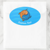 Yin Yang Fish Cartoon Ovaler Aufkleber (Tasche)