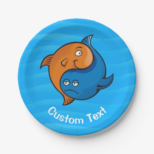 Yin Yang Fish Cartoon Pappteller (Vorderseite)