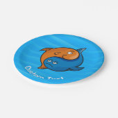 Yin Yang Fish Cartoon Pappteller (Schrägansicht)