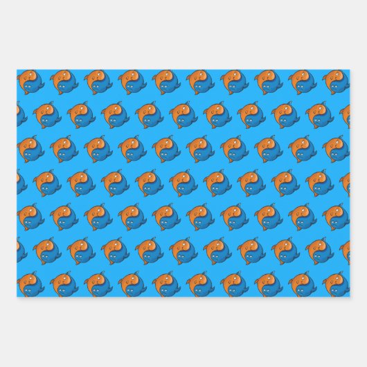 Yin Yang Fish Cartoon Pattern Geschenkpapier Set (Vorderseite)