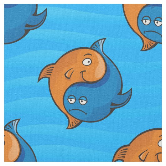 Yin Yang Fish Cartoon Pattern Stoff (Nahaufnahme)