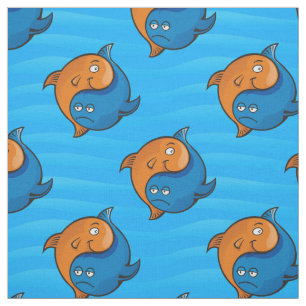 Yin Yang Fish Cartoon Pattern Stoff