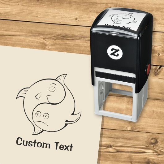 Yin Yang Fish Cartoon Permastempel