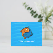 Yin Yang Fish Cartoon Postkarte (Stehend Vorderseite)