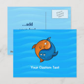 Yin Yang Fish Cartoon Postkarte (Vorne/Hinten)