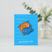 Yin Yang Fish Cartoon Postkarte (Stehend Vorderseite)