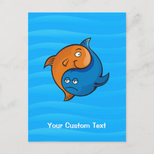 Yin Yang Fish Cartoon Postkarte