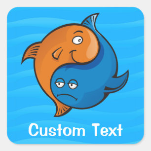 Yin Yang Fish Cartoon Quadratischer Aufkleber