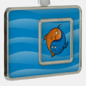 Yin Yang Fish Cartoon Rahmen-Ornament Silber (Rechts)