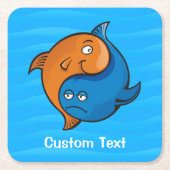 Yin Yang Fish Cartoon Rechteckiger Pappuntersetzer (Vorderseite)
