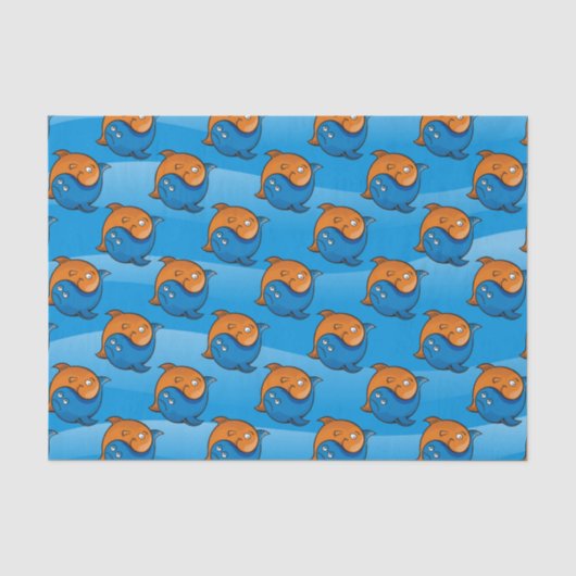 Yin Yang Fish Cartoon Seidenpapier (Vorderseite)